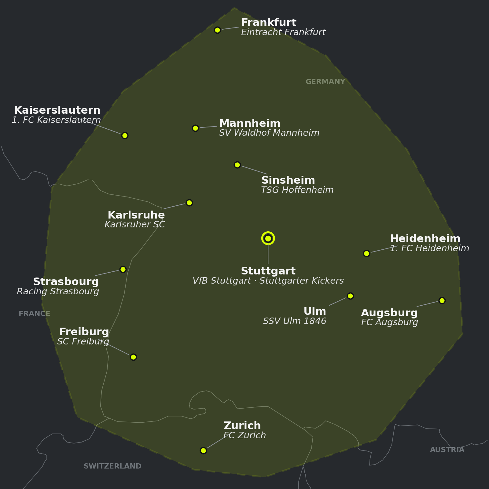 Soccer clubs within driving distance of Stuttgart